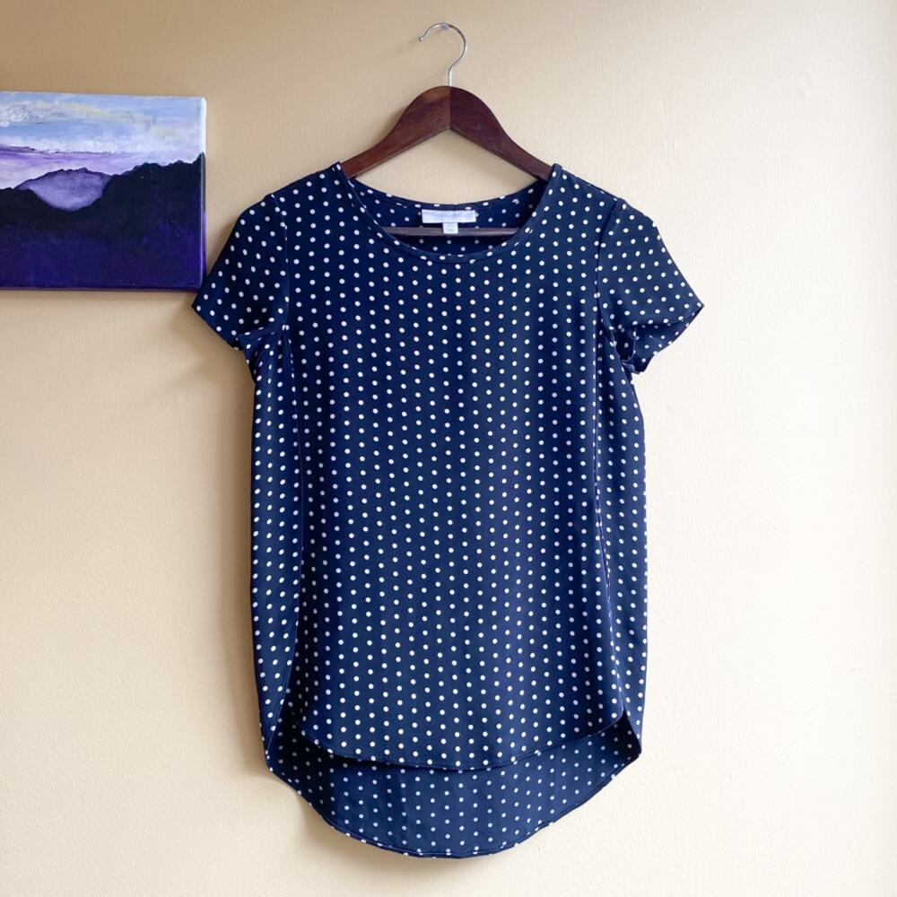 Short Sleeve Blouse Nordstrom 100% Silk Size XS Navy